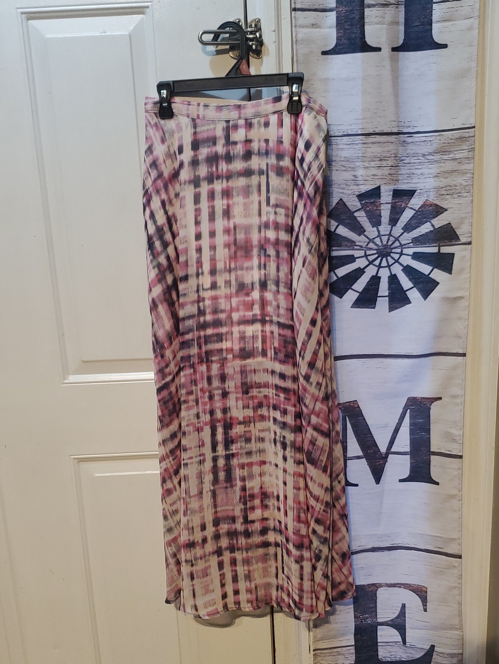 Decree Pink and Black Plaid Maxi Skirt